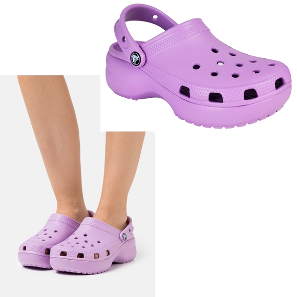 lilac platform crocs